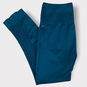 Fabletics Sync High Waisted Seamless Perforated Leggings Fjord Teal Medi…